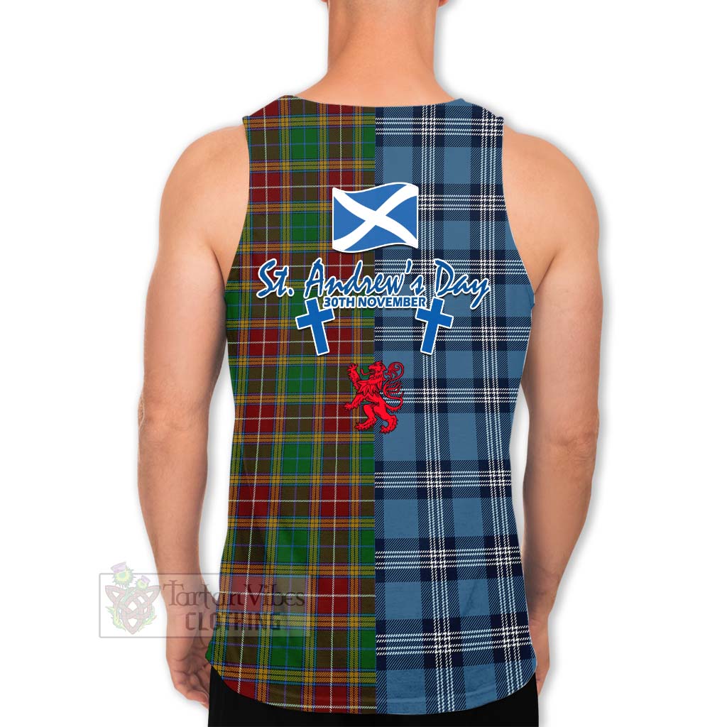 Tartan Vibes Clothing Baxter Tartan Men's Tank Top Happy St. Andrew's Day Half Tartan Style