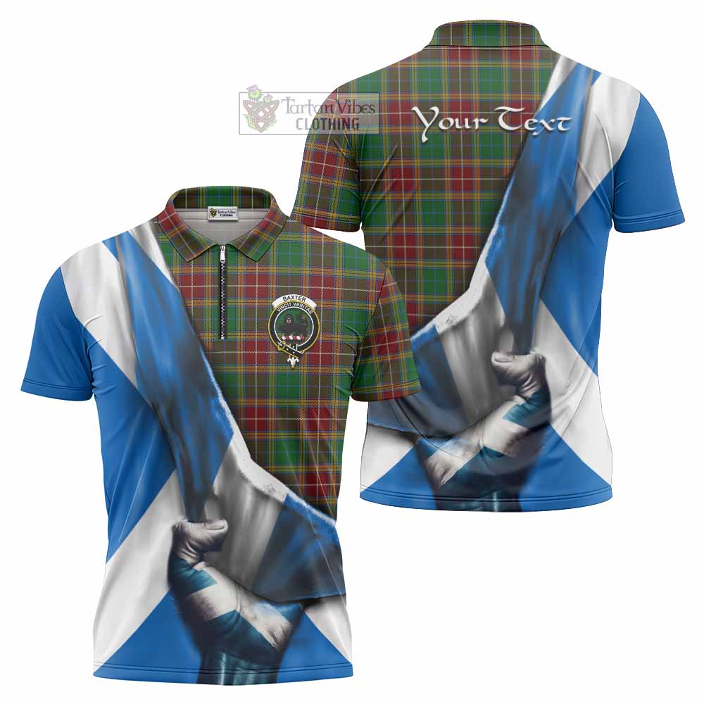 Tartan Vibes Clothing Baxter Tartan Zipper Polo Shirt with Family Crest Scotland Patriotic Style