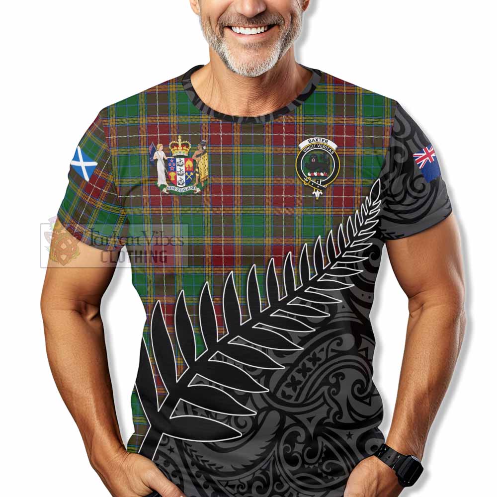 Tartan Vibes Clothing Baxter Crest Tartan T-Shirt with New Zealand Silver Fern Half Style