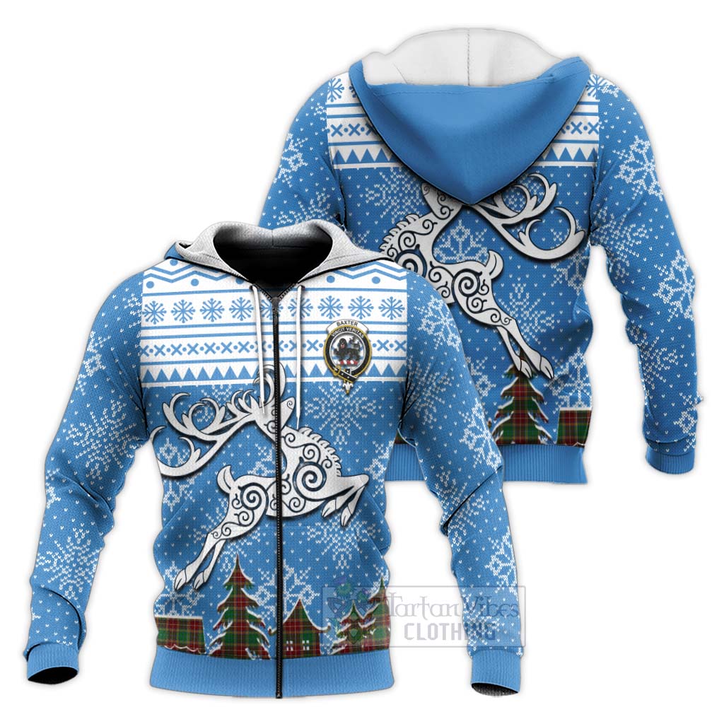 Tartan Vibes Clothing Baxter Clan Christmas Knitted Hoodie Celtic Reindeer Style