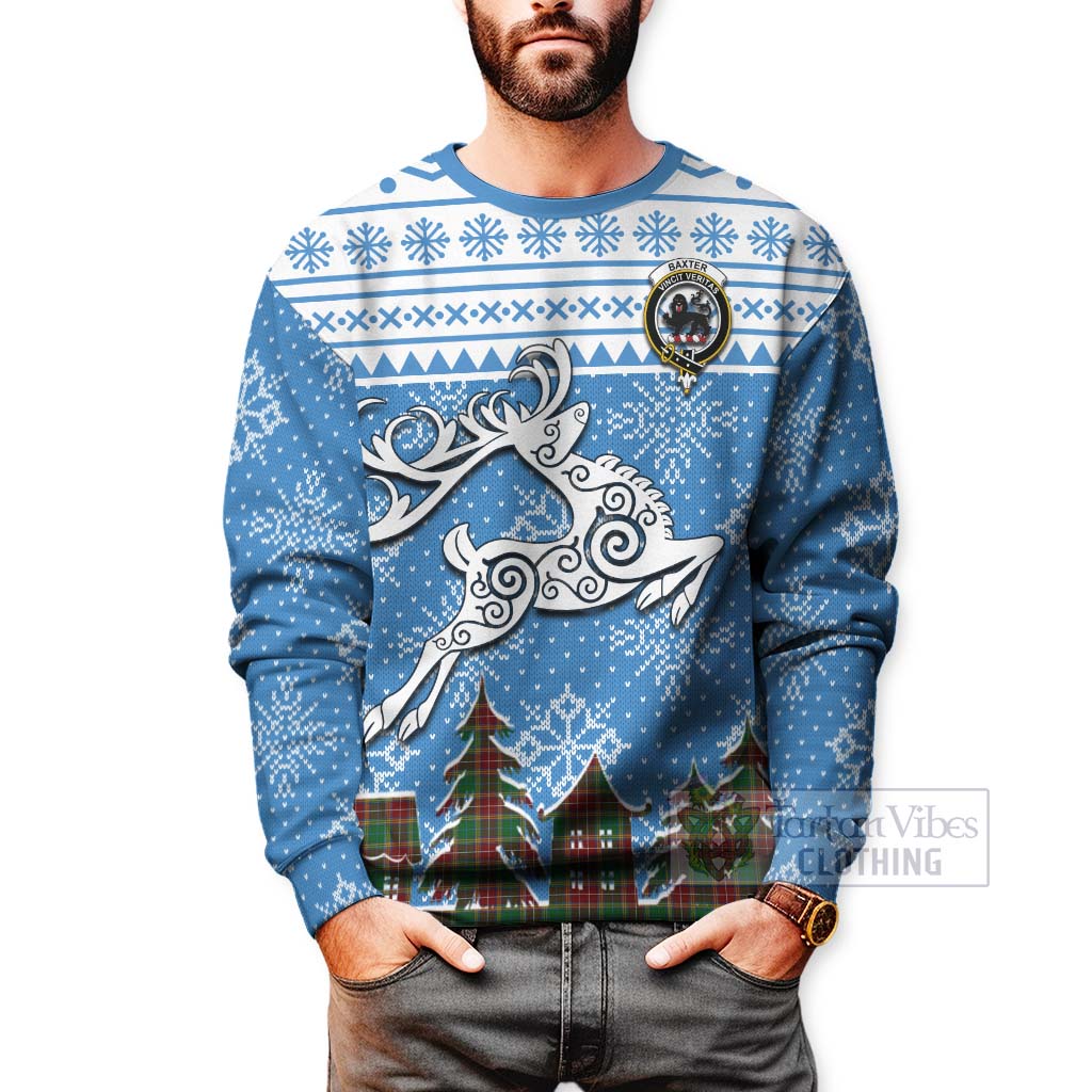 Tartan Vibes Clothing Baxter Clan Christmas Sweatshirt Celtic Reindeer Style