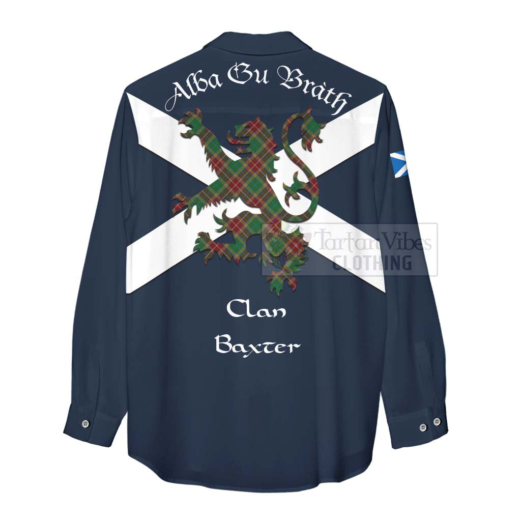 Tartan Vibes Clothing Baxter Tartan Lion Rampant Women's Casual Shirt Proudly Display Your Heritage with Alba Gu Brath and Clan Name