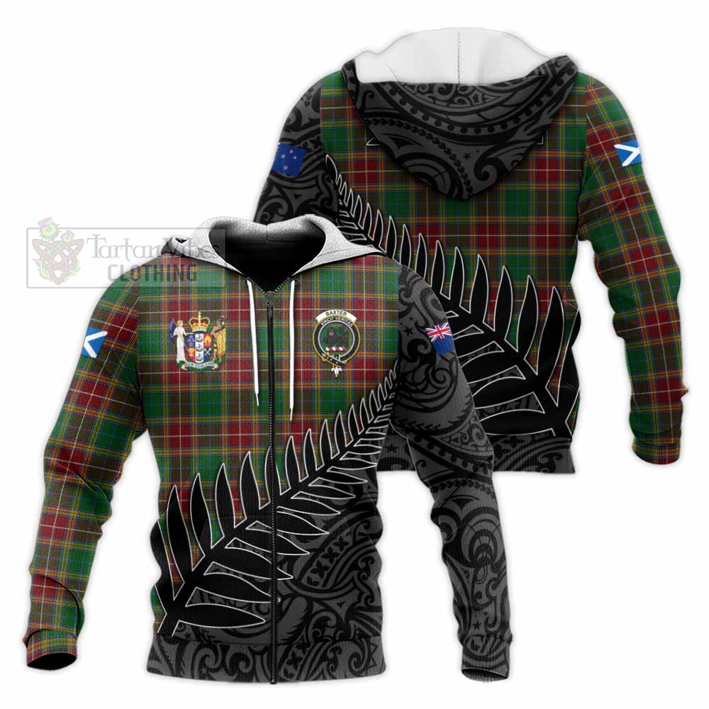 Tartan Vibes Clothing Baxter Crest Tartan Knitted Hoodie with New Zealand Silver Fern Half Style