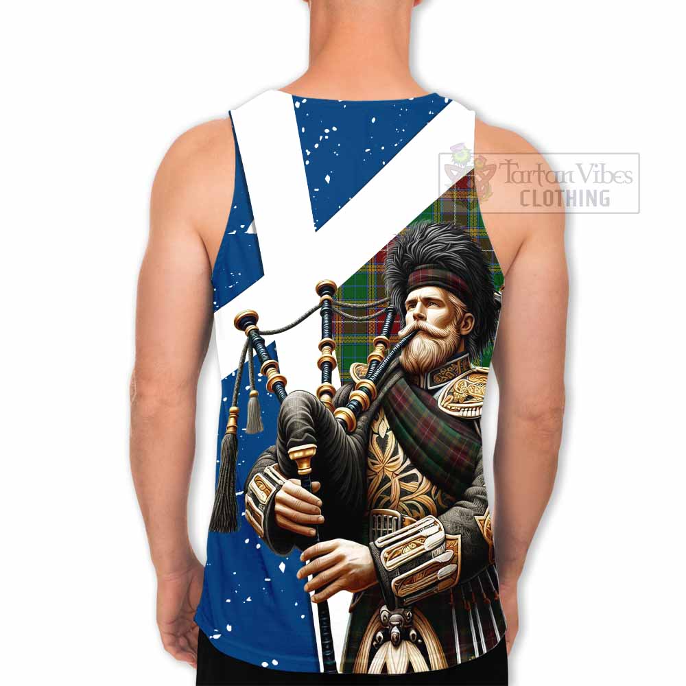 Baxter Tartan Men's Tank Top with Family Crest Scottish Bagpiper Vibes