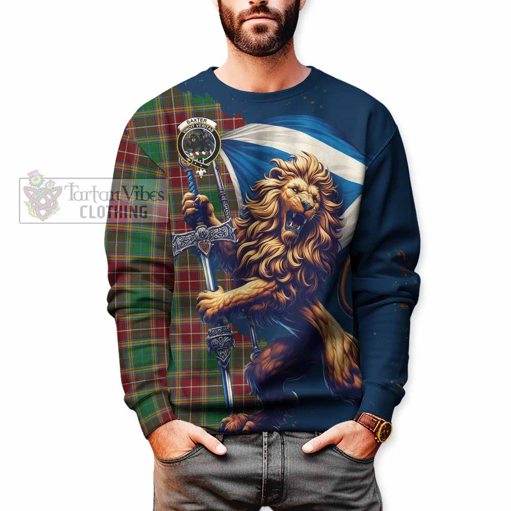 Tartan Vibes Clothing Baxter Tartan Family Crest Sweatshirt with Scottish Majestic Lion