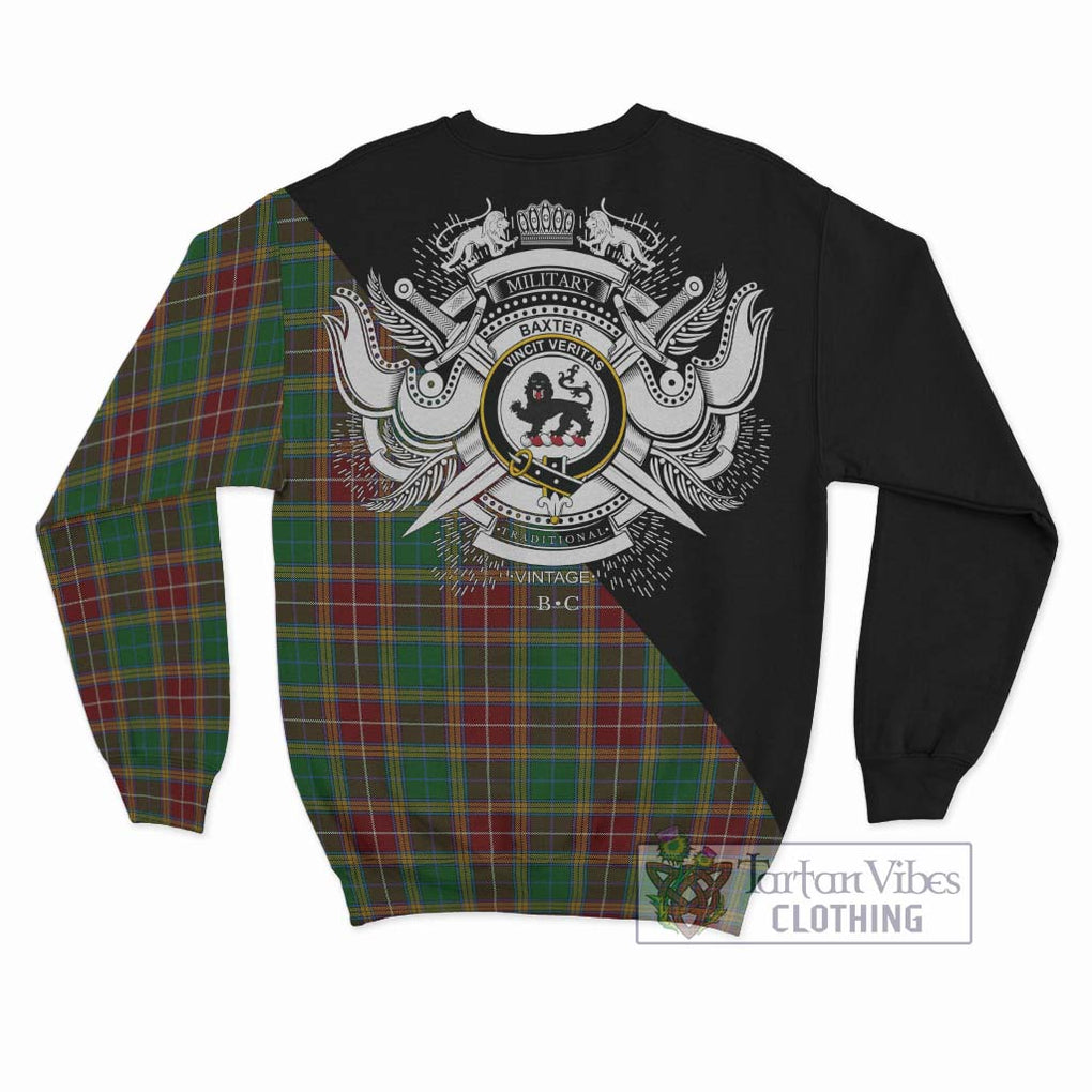 Baxter Tartan Sweatshirt with Family Crest and Military Logo Style - Tartanvibesclothing Shop