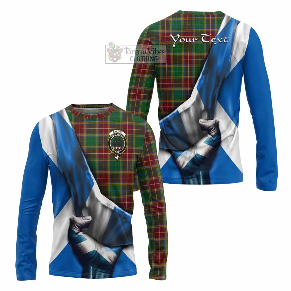 Tartan Vibes Clothing Baxter Tartan Long Sleeve T-Shirt with Family Crest Scotland Patriotic Style