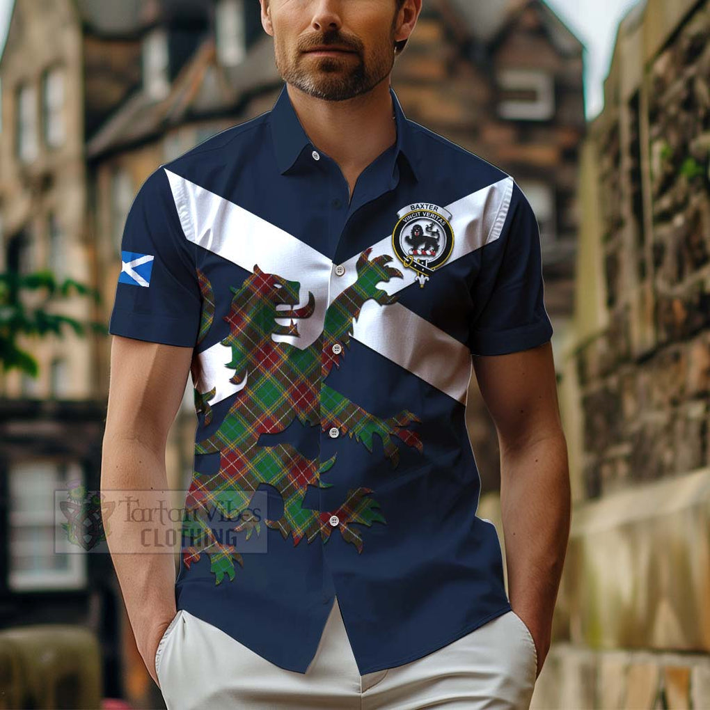 Tartan Vibes Clothing Baxter Tartan Lion Rampant Short Sleeve Button Shirt – Proudly Display Your Heritage with Alba Gu Brath and Clan Name