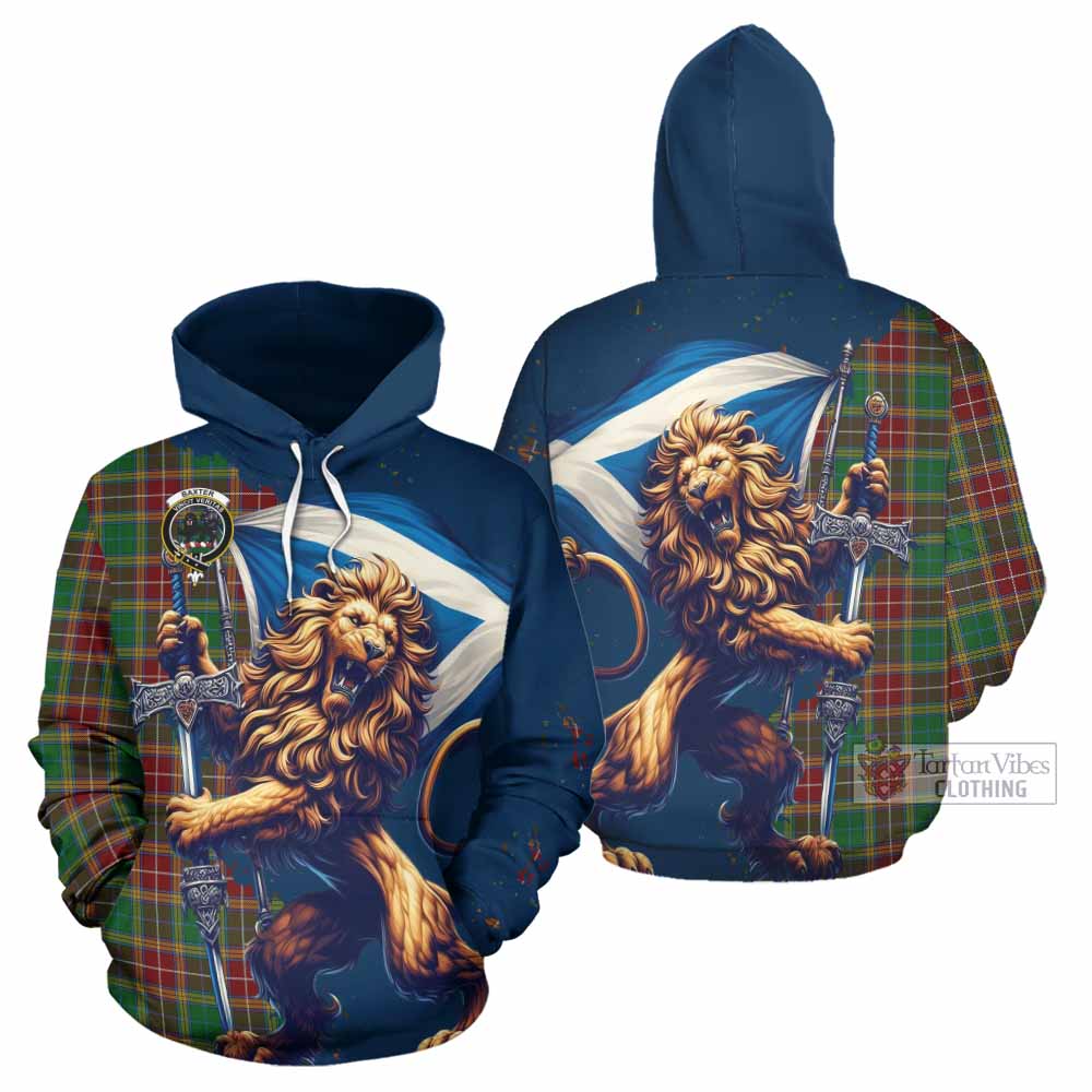 Baxter Tartan Family Crest Hoodie with Scottish Majestic Lion