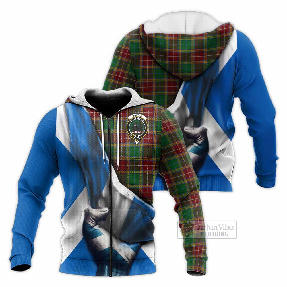 Tartan Vibes Clothing Baxter Tartan Knitted Hoodie with Family Crest Scotland Patriotic Style