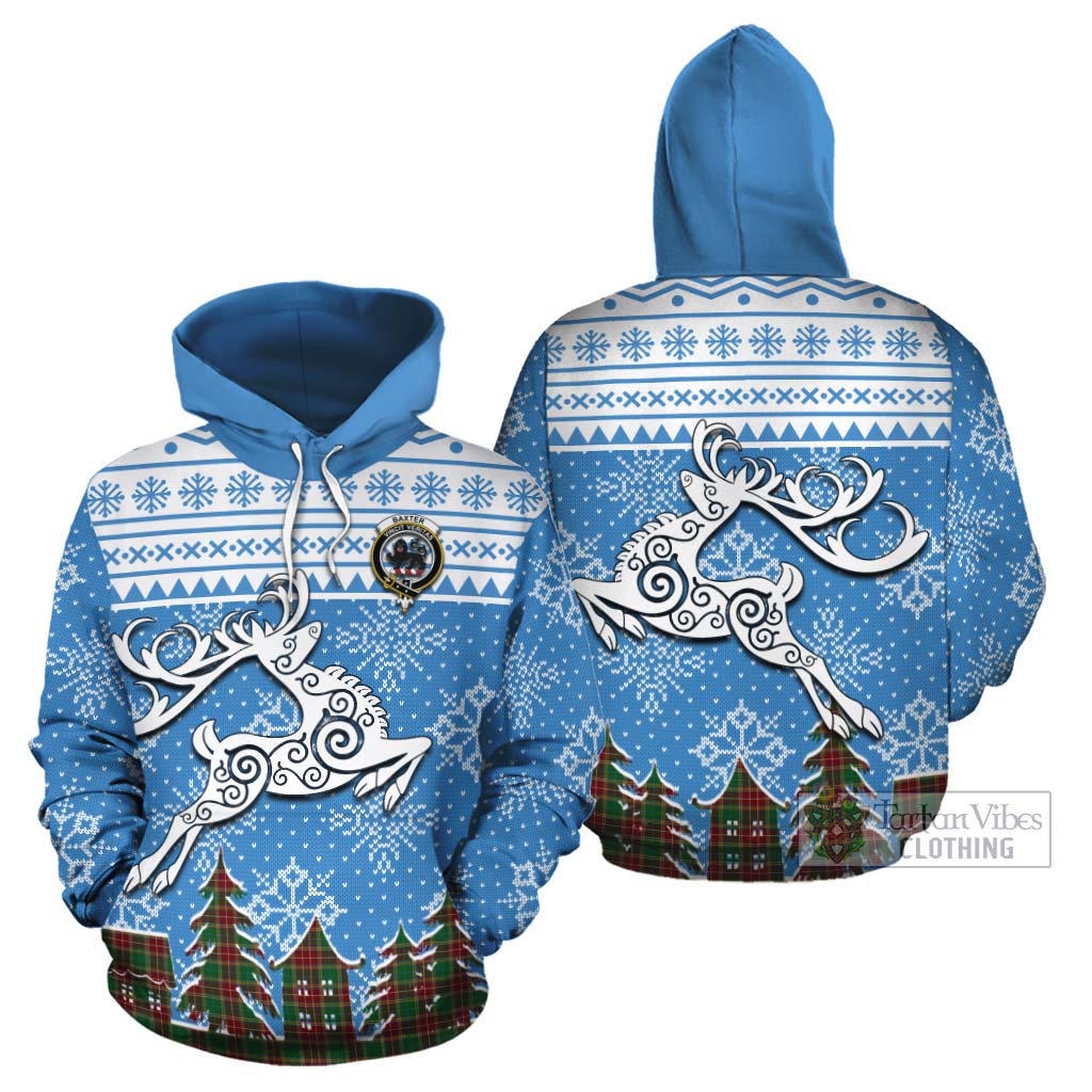 Tartan Vibes Clothing Baxter Clan Christmas Cotton Hoodie Celtic Reindeer Style