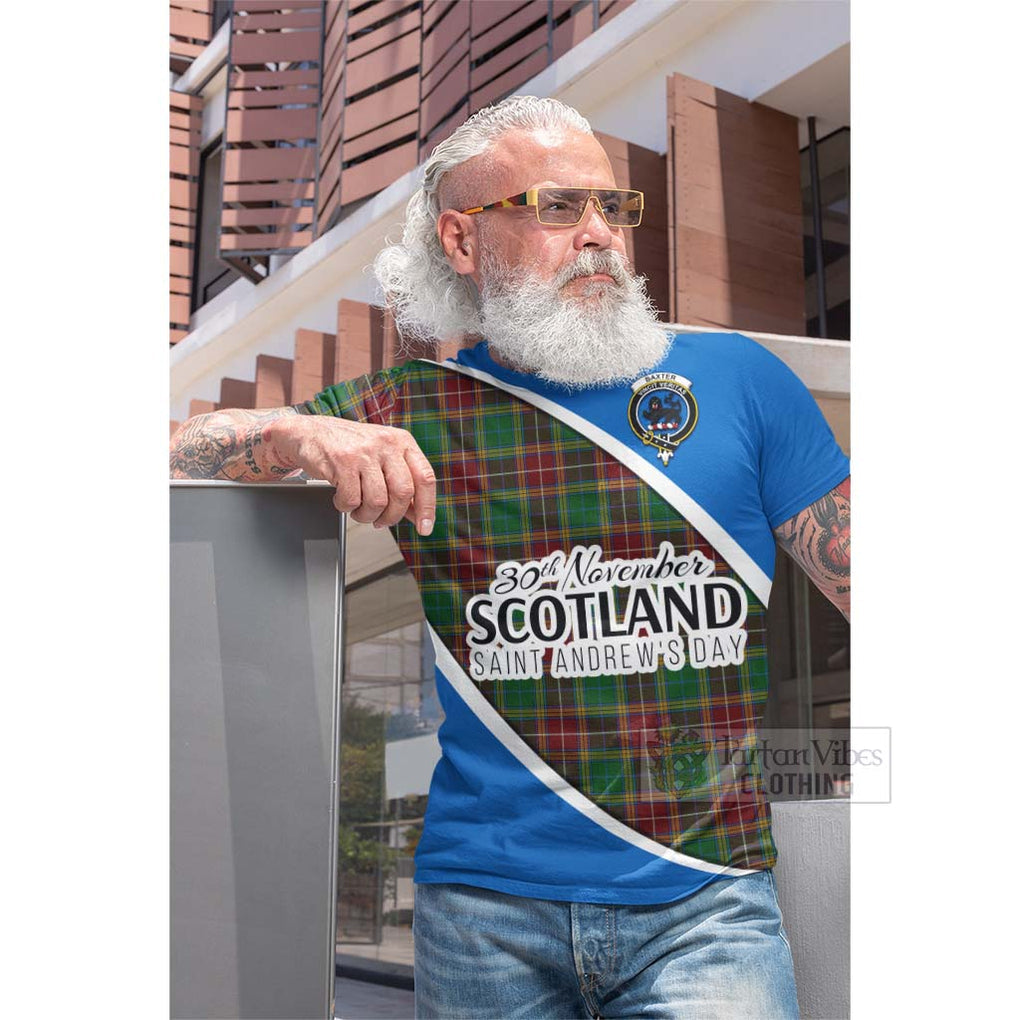 Tartan Vibes Clothing Baxter Family Crest Tartan Cotton T-shirt Celebrate Saint Andrew's Day in Style