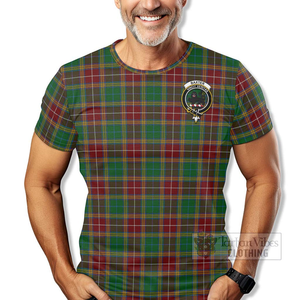 Tartan Vibes Clothing Baxter Tartan T-Shirt with Family Crest Celtic Skull Style