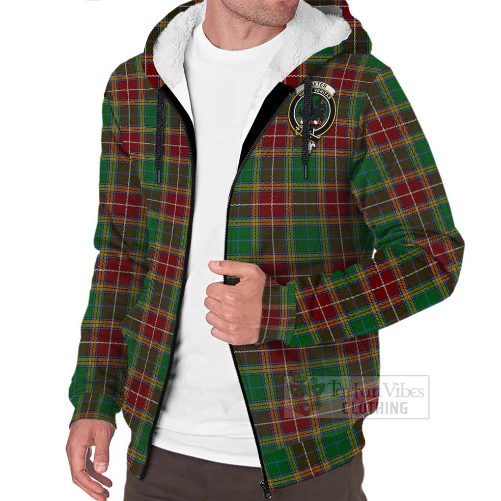 Tartan Vibes Clothing Baxter Tartan Sherpa Hoodie with Family Crest and Bearded Skull Holding Bottles of Whiskey