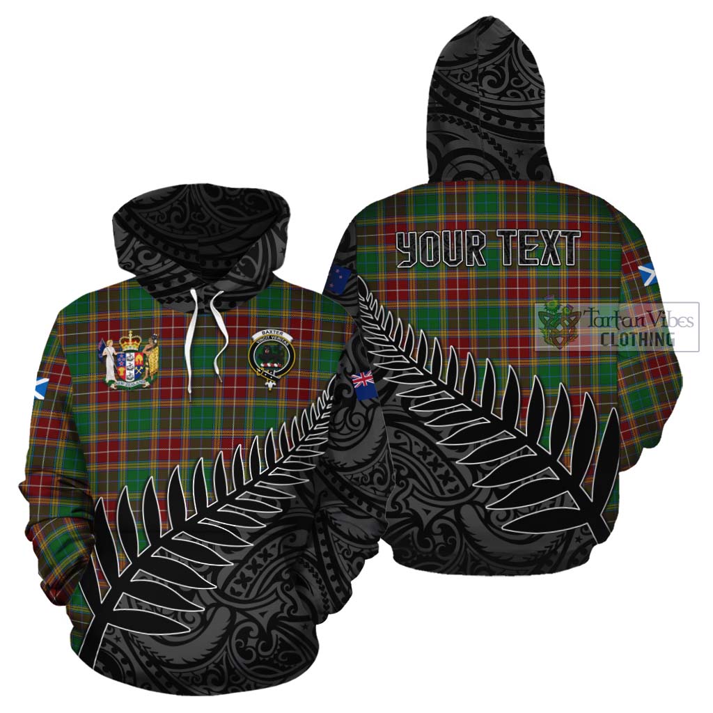 Tartan Vibes Clothing Baxter Crest Tartan Cotton Hoodie with New Zealand Silver Fern Half Style