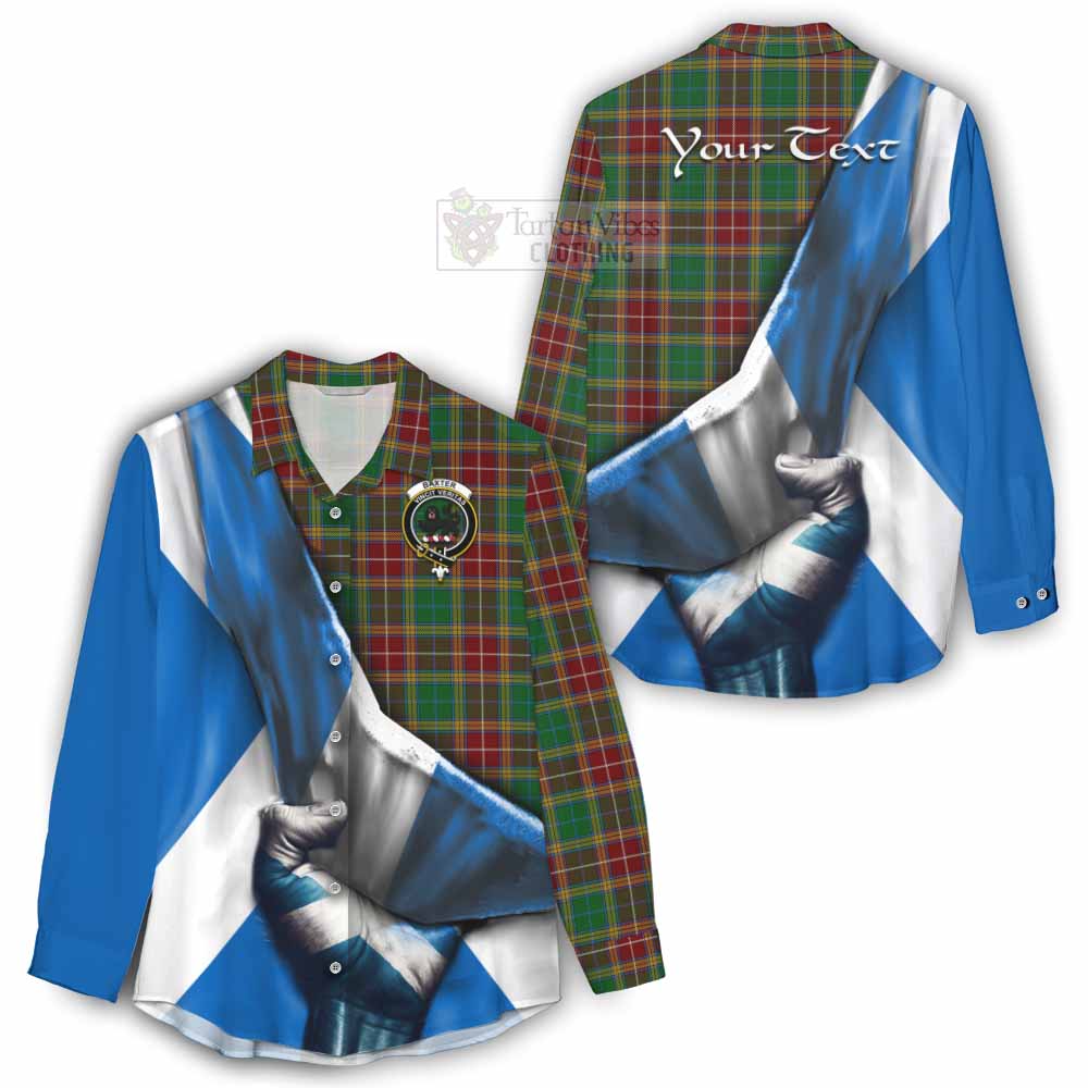 Tartan Vibes Clothing Baxter Tartan Women's Casual Shirt with Family Crest Scotland Patriotic Style