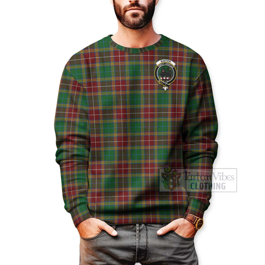 Tartan Vibes Clothing Baxter Tartan Sweatshirt with Family Crest and Bearded Skull Holding Bottles of Whiskey