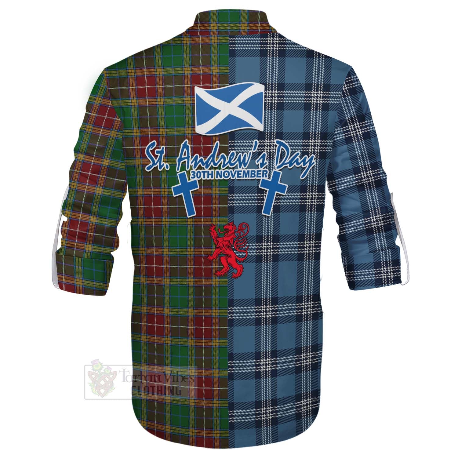 Tartan Vibes Clothing Baxter Tartan Ghillie Kilt Shirt Happy St. Andrew's Day Half Tartan Style