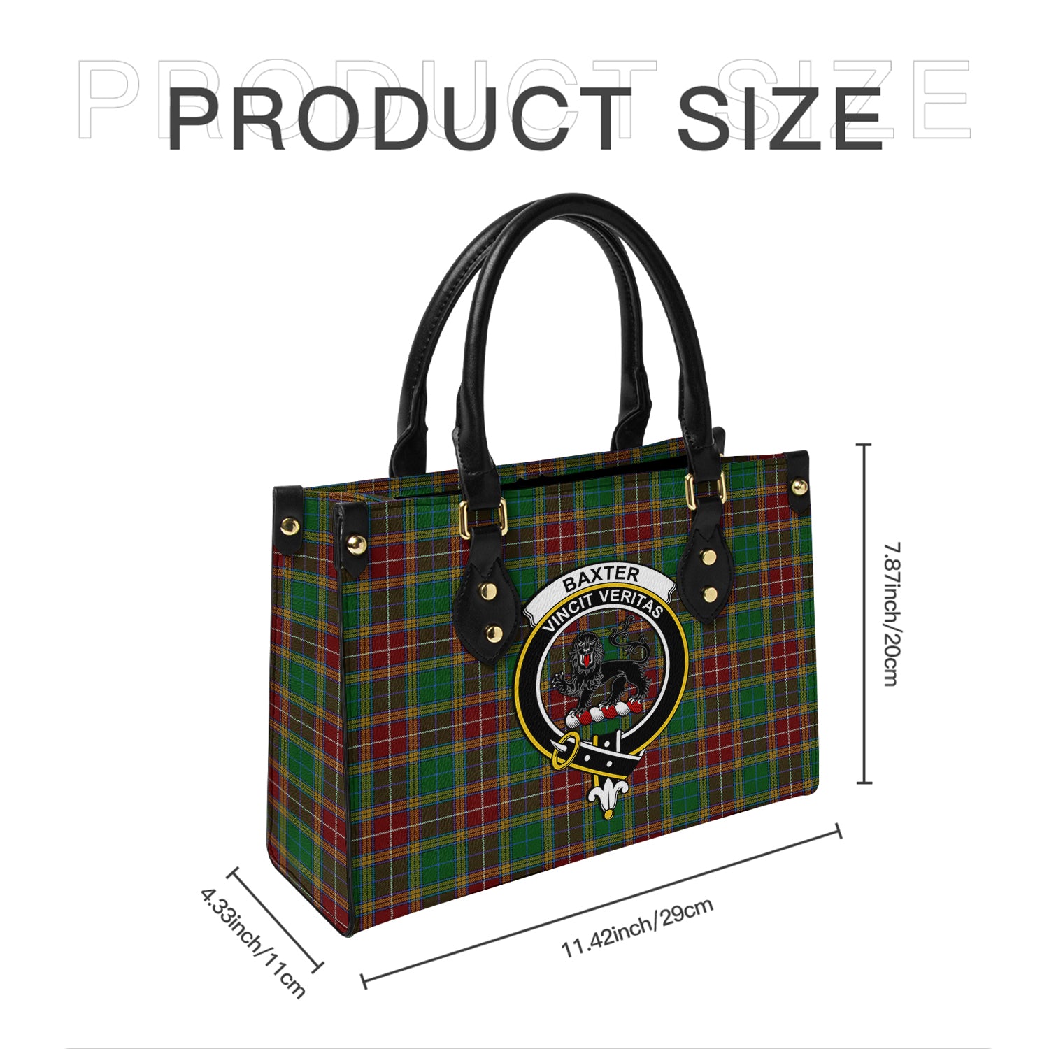 Baxter Tartan Leather Bag with Family Crest - Tartanvibesclothing