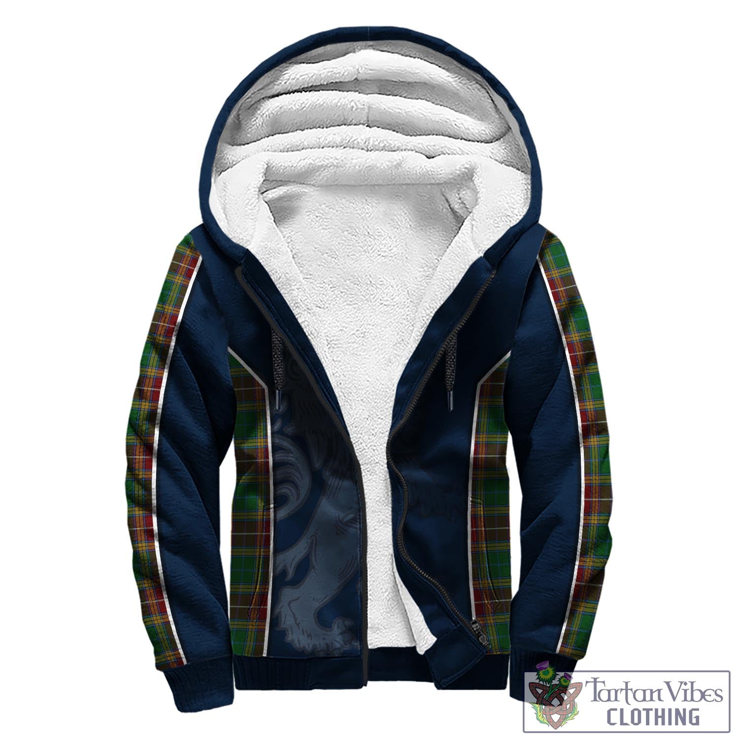 Tartan Vibes Clothing Baxter Tartan Sherpa Hoodie with Family Crest and Lion Rampant Vibes Sport Style