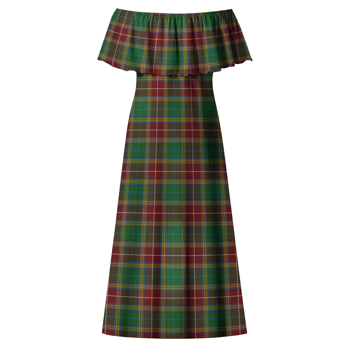 Baxter Tartan Off Shoulder Long Dress - Tartan Vibes Clothing
