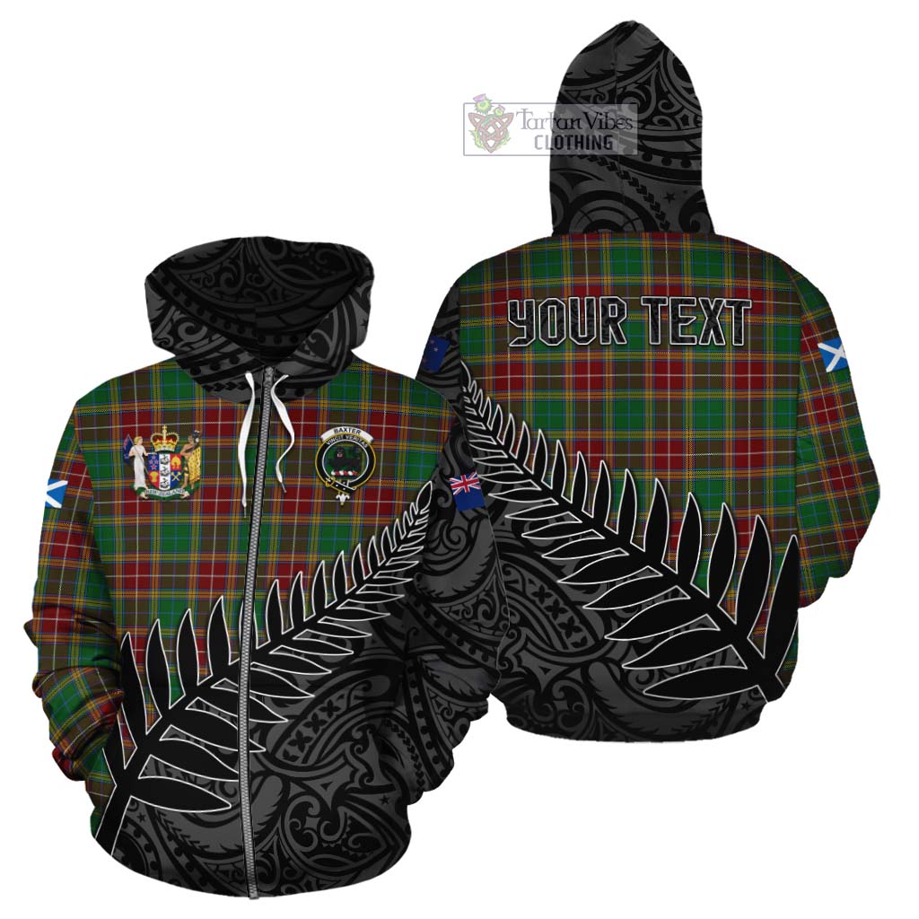 Tartan Vibes Clothing Baxter Crest Tartan Cotton Hoodie with New Zealand Silver Fern Half Style