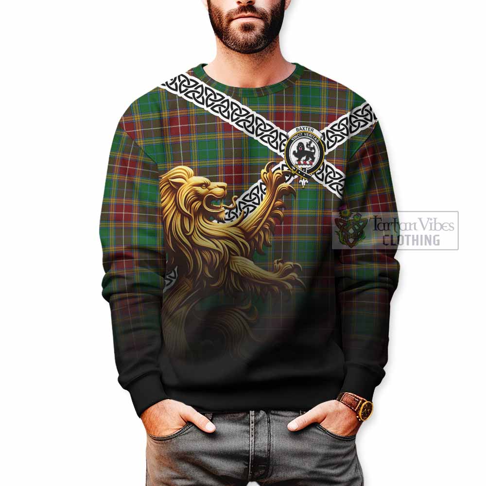 Baxter Crest Tartan Sweatshirt with Golden Lion Emblem Celtic Style - Tartan Vibes Clothing
