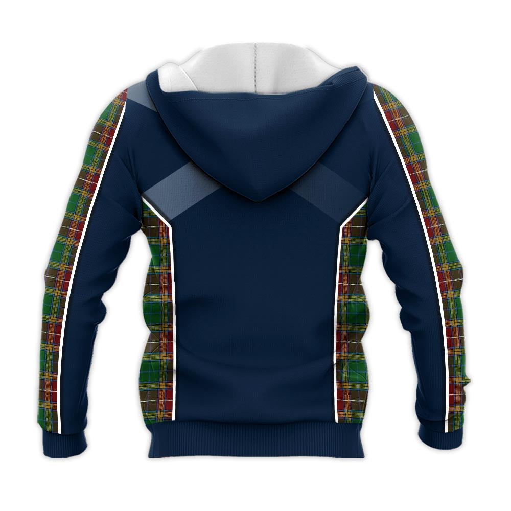 Tartan Vibes Clothing Baxter Tartan Knitted Hoodie with Family Crest and Scottish Thistle Vibes Sport Style