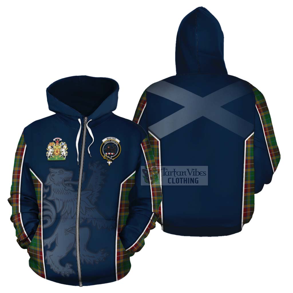 Tartan Vibes Clothing Baxter Tartan Cotton Hoodie with Family Crest and Lion Rampant Vibes Sport Style