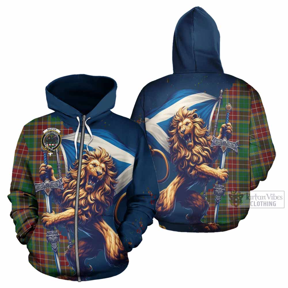 Baxter Tartan Family Crest Hoodie with Scottish Majestic Lion