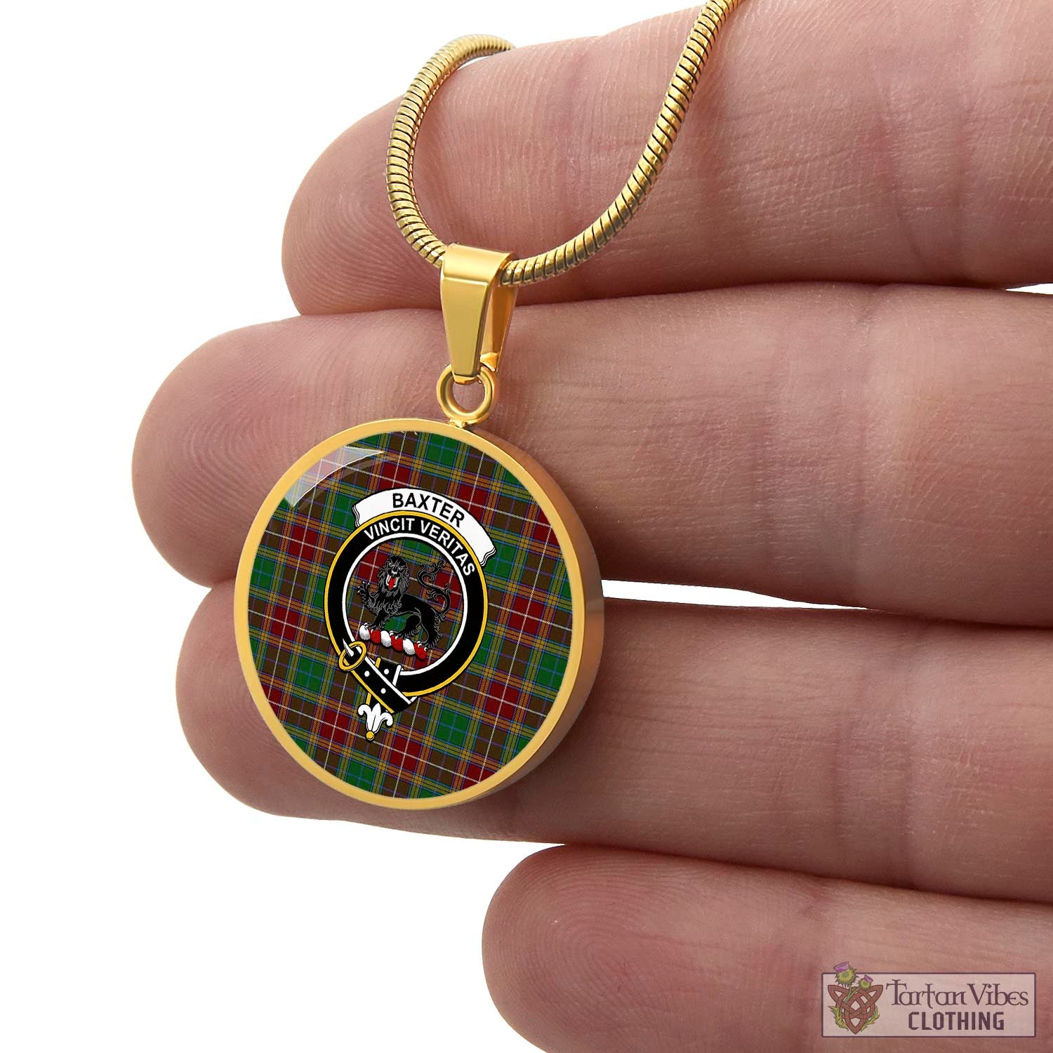 Tartan Vibes Clothing Baxter Tartan Circle Necklace with Family Crest