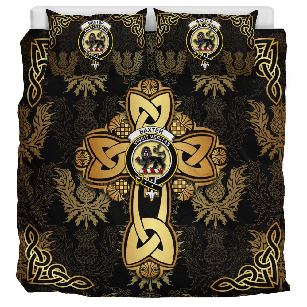 Baxter Clan Bedding Sets Gold Thistle Celtic Style - Tartanvibesclothing