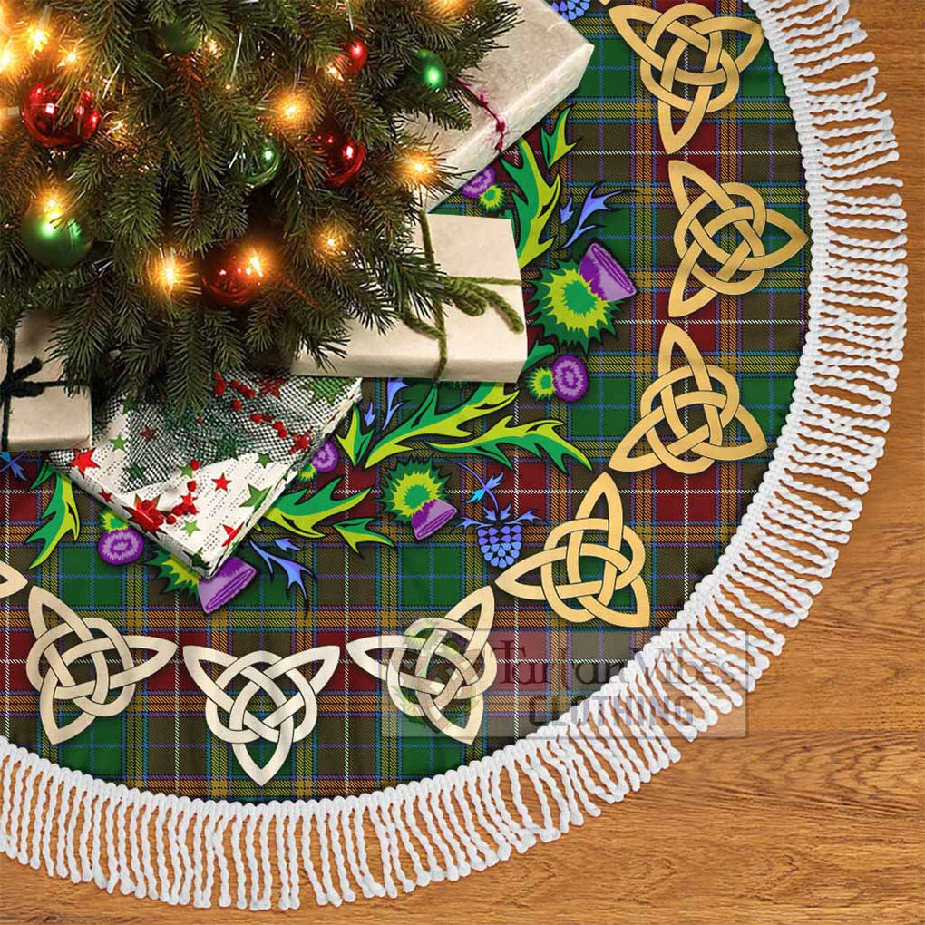 Tartan Vibes Clothing Baxter Tartan Christmas Tree Skirt with Thistle Celtic Knot Style