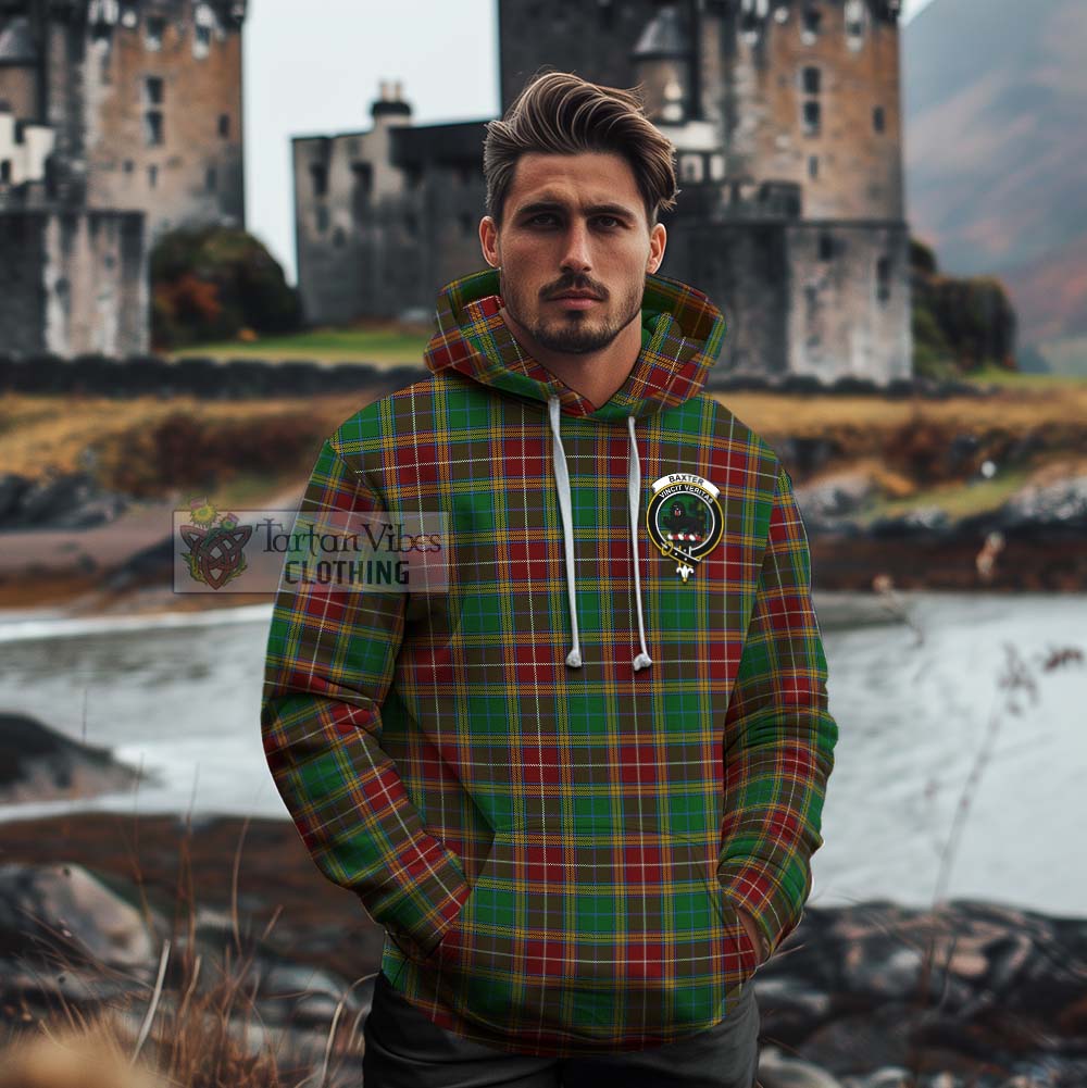 Tartan Vibes Clothing Baxter Tartan Cotton Hoodie with Family Crest Celtic Skull Style