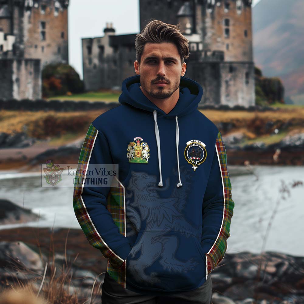 Tartan Vibes Clothing Baxter Tartan Cotton Hoodie with Family Crest and Lion Rampant Vibes Sport Style