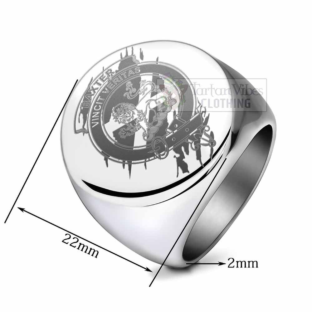 Tartan Vibes Clothing Baxter Clan Crest Engraved Ring Scotland In Me Style