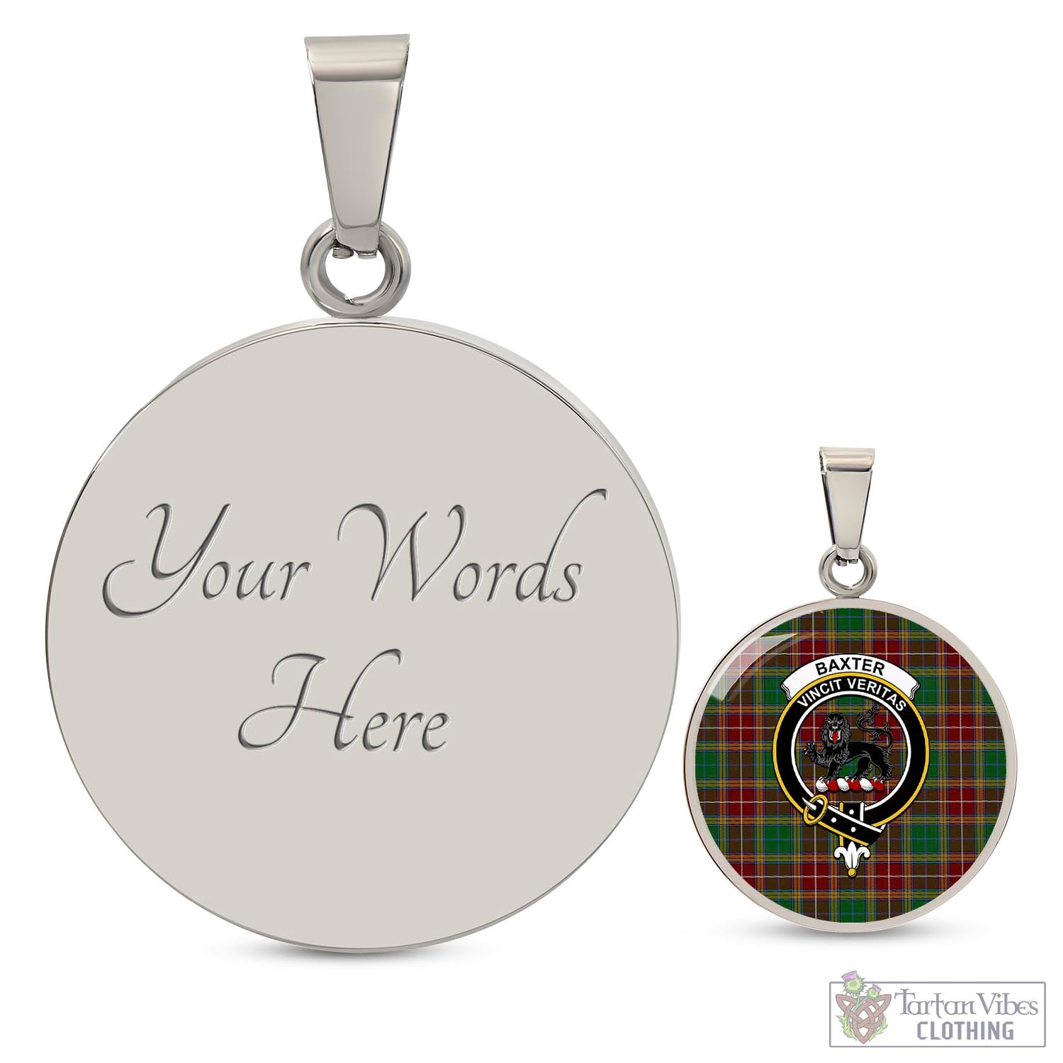 Tartan Vibes Clothing Baxter Tartan Circle Necklace with Family Crest