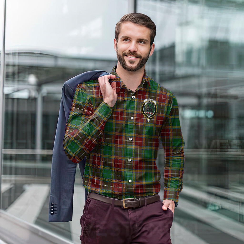 Baxter Tartan Long Sleeve Button Up Shirt with Family Crest - Tartanvibesclothing