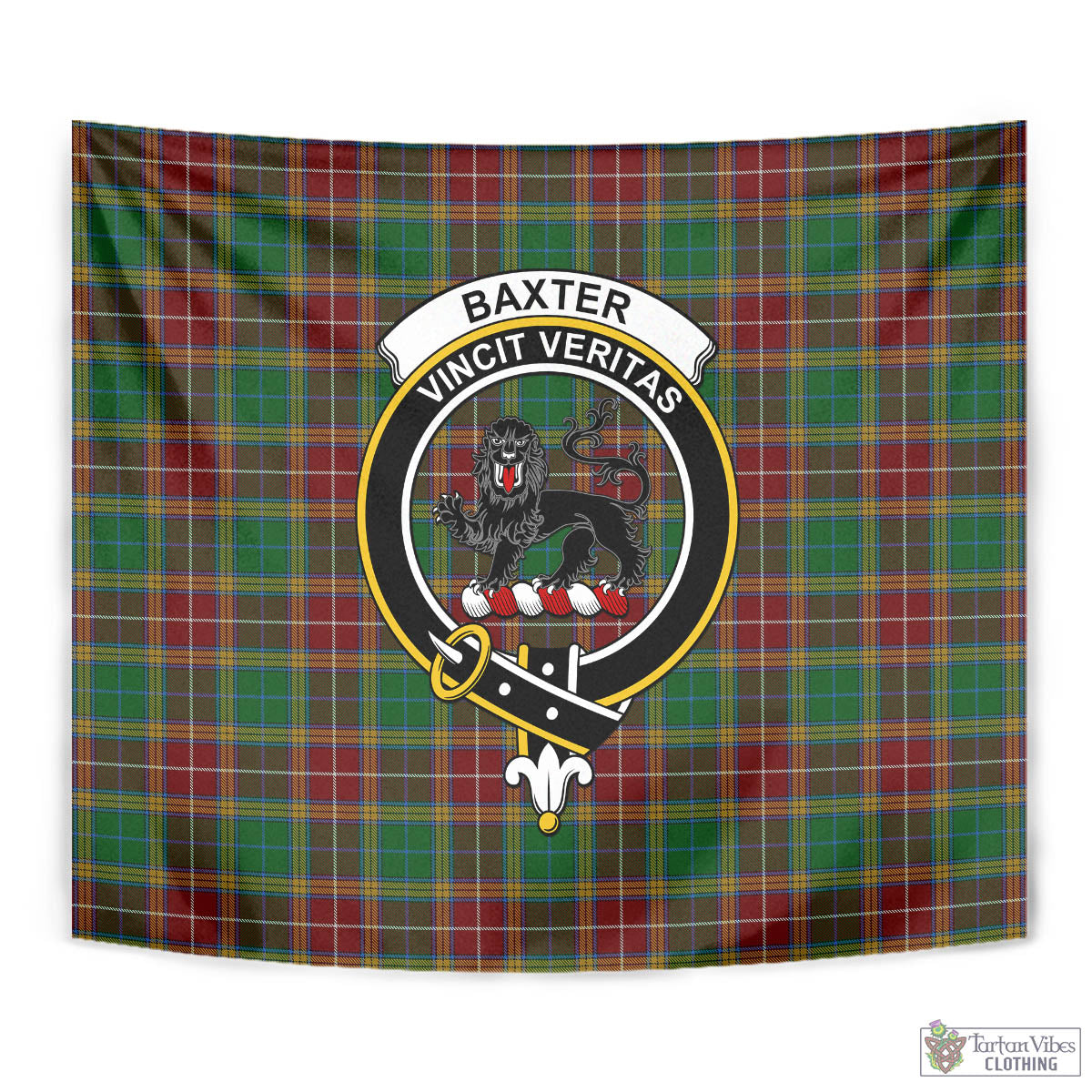 Tartan Vibes Clothing Baxter Tartan Tapestry Wall Hanging and Home Decor for Room with Family Crest