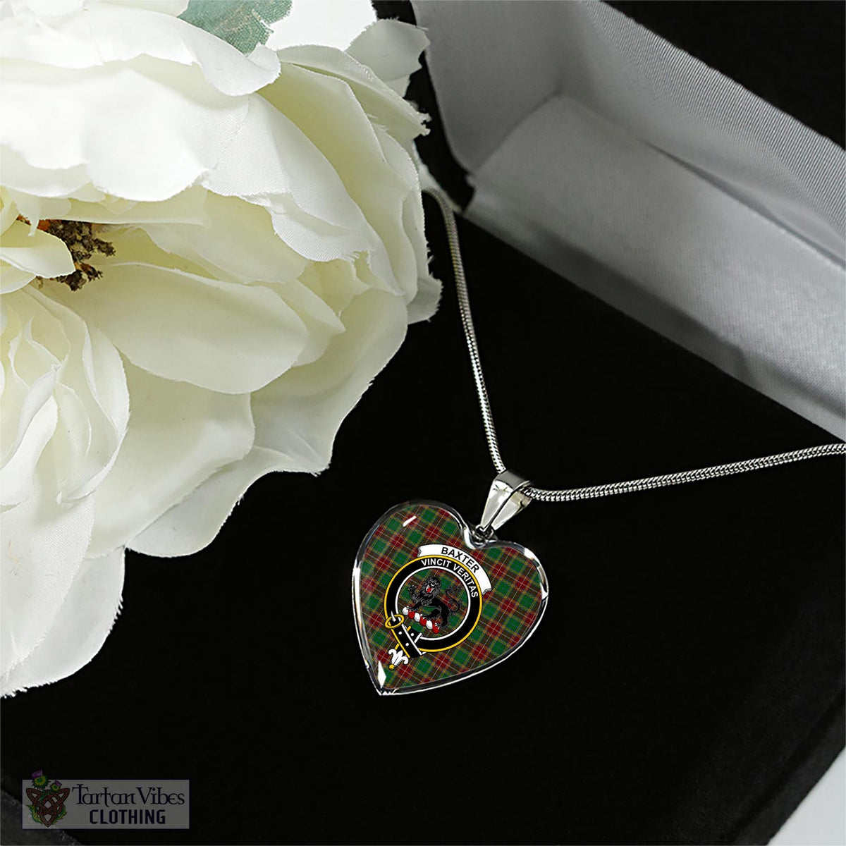 Baxter Tartan Heart Necklace with Family Crest - Tartan Vibes Clothing