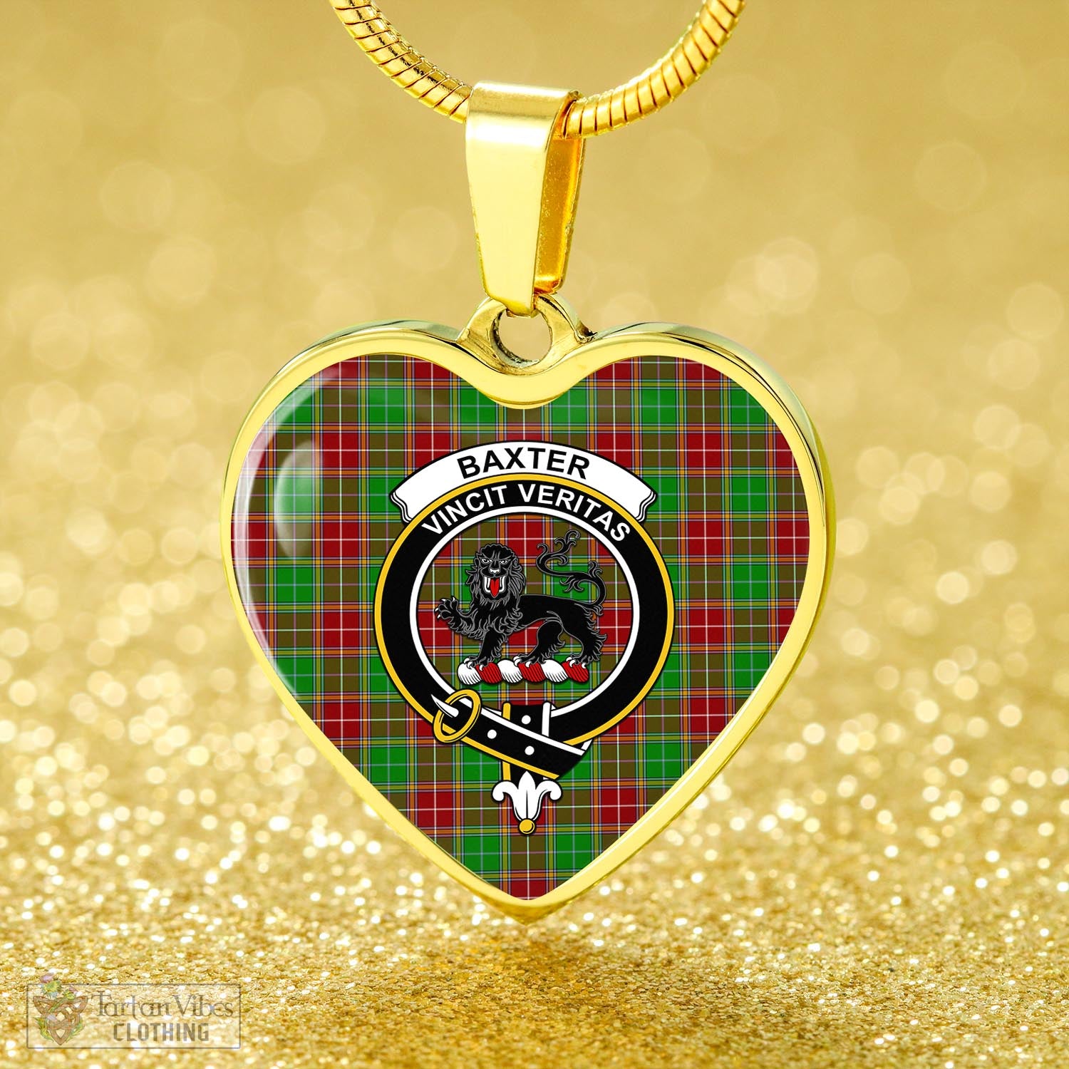 Tartan Vibes Clothing Baxter Modern Tartan Heart Necklace with Family Crest