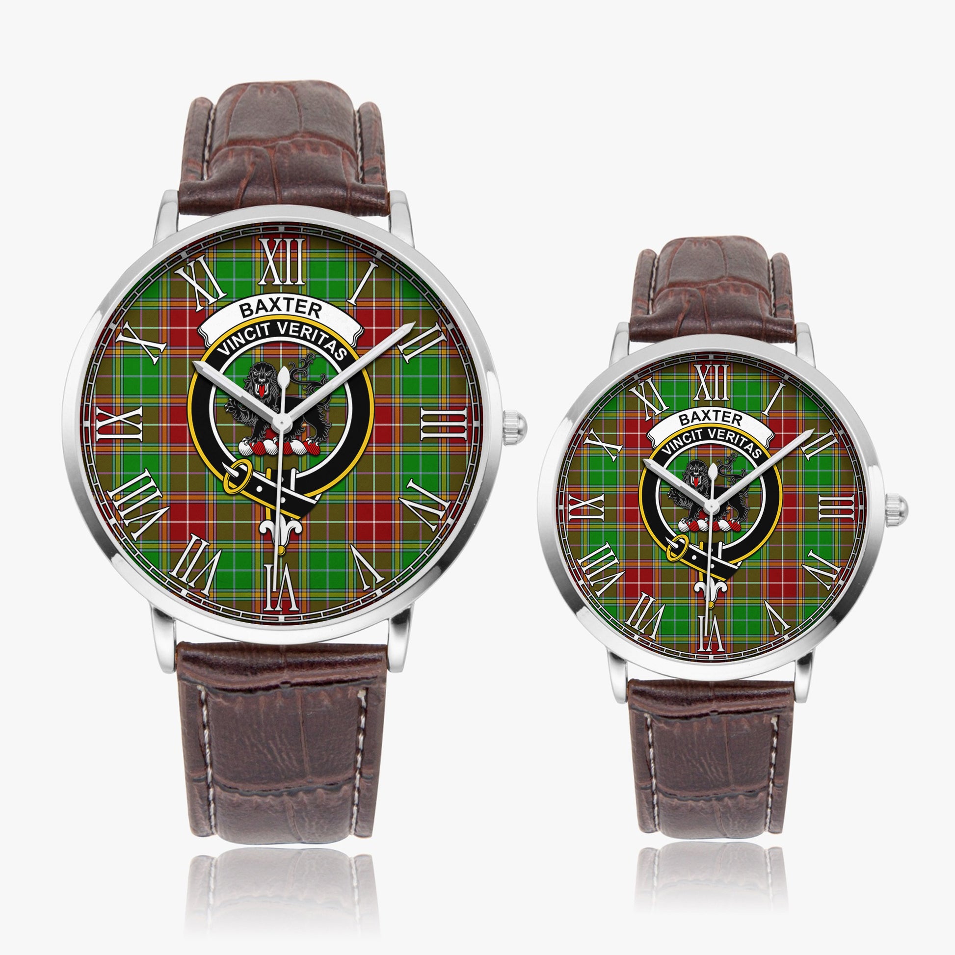 Baxter Modern Tartan Family Crest Leather Strap Quartz Watch - Tartanvibesclothing