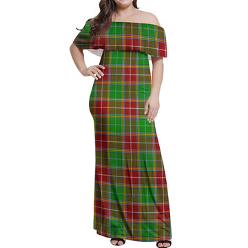 Baxter Modern Tartan Off Shoulder Long Dress