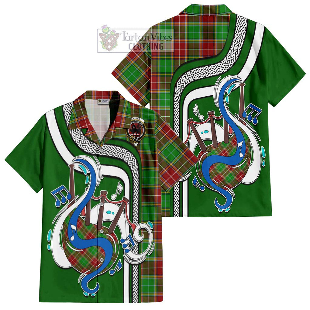 Baxter Modern Tartan Short Sleeve Button Shirt with Epic Bagpipe Style Kid - Tartanvibesclothing Shop