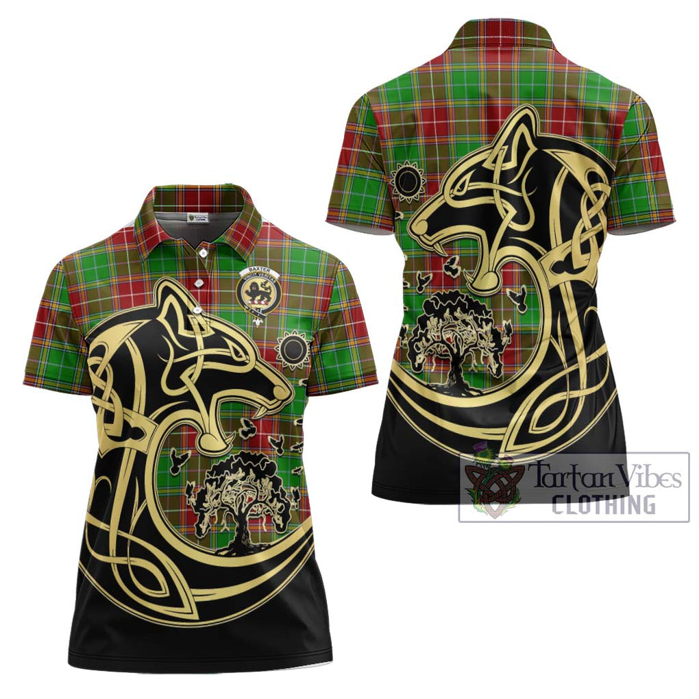 Baxter Modern Tartan Women's Polo Shirt with Family Crest Celtic Wolf Style Women - Tartanvibesclothing Shop