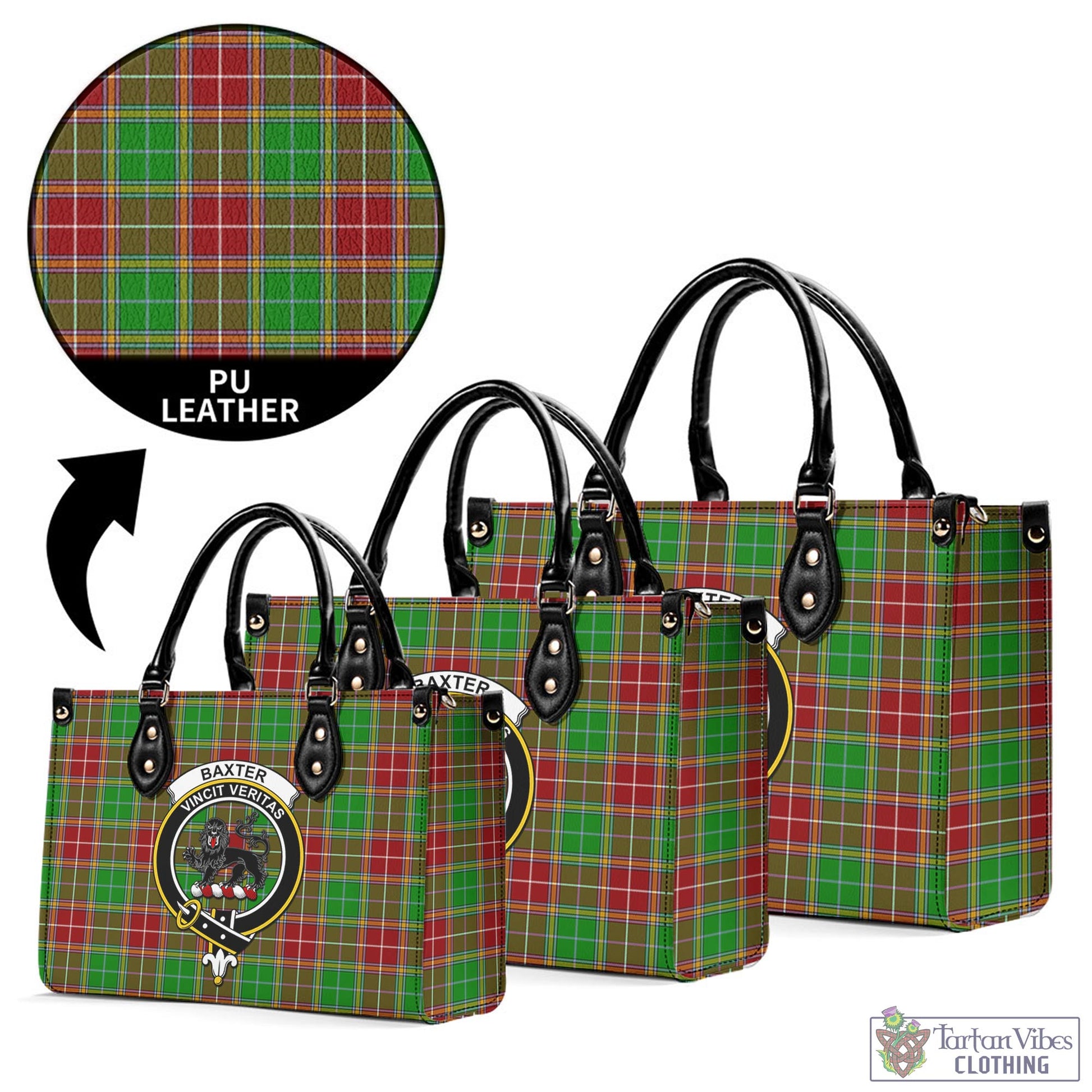 Tartan Vibes Clothing Baxter Modern Tartan Luxury Leather Handbags with Family Crest