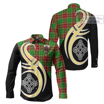 Baxter Modern Tartan Long Sleeve Button Shirt with Family Crest and Celtic Symbol Style