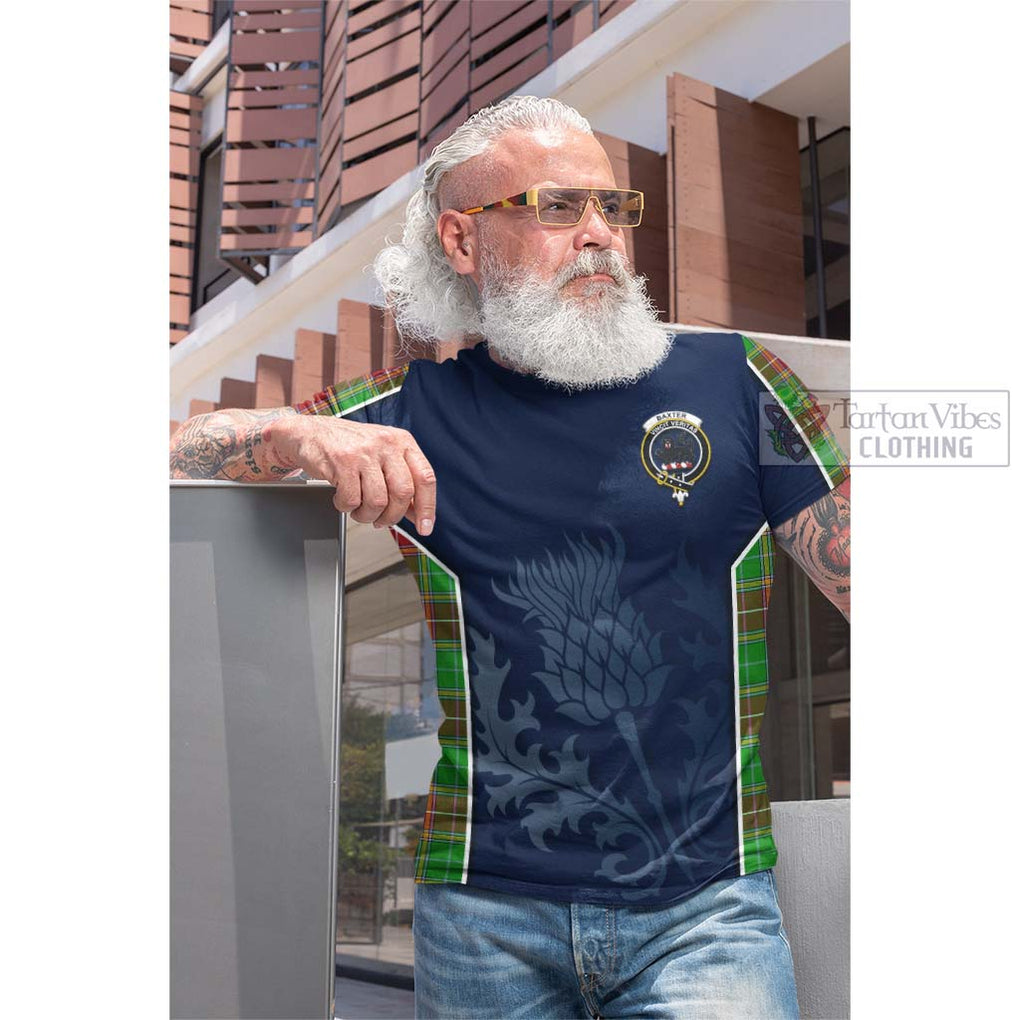 Tartan Vibes Clothing Baxter Modern Tartan Cotton T-shirt with Family Crest and Scottish Thistle Vibes Sport Style