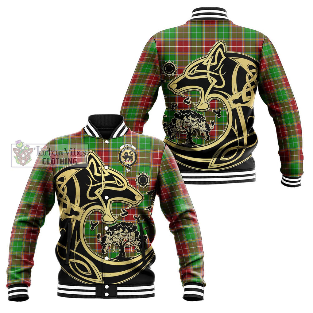 Baxter Modern Tartan Baseball Jacket with Family Crest Celtic Wolf Style Unisex - Tartan Vibes Clothing