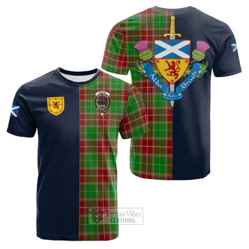 Baxter Modern Tartan Cotton T-shirt Alba with Scottish Lion Royal Arm Half Style